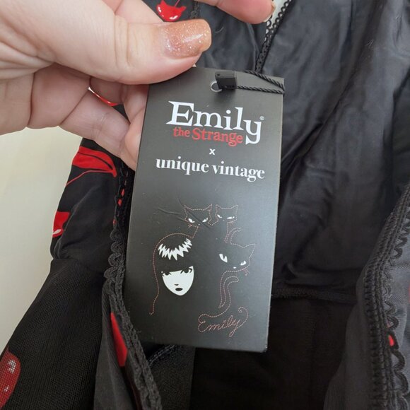 Emily The Strange x Unique Vintage Cherry Cats Skirted Wendy Swimsuit - Picture 10 of 10